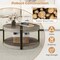 Grey Rubber Wood Mid-Century Coffee Table with Storage Shelf, Round